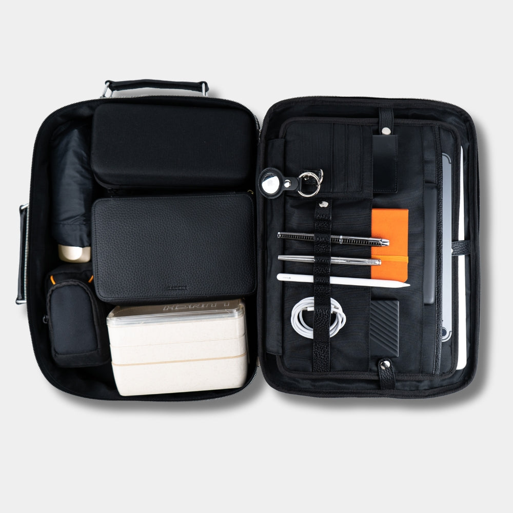 Leather Backpack Packed with Work Essentials