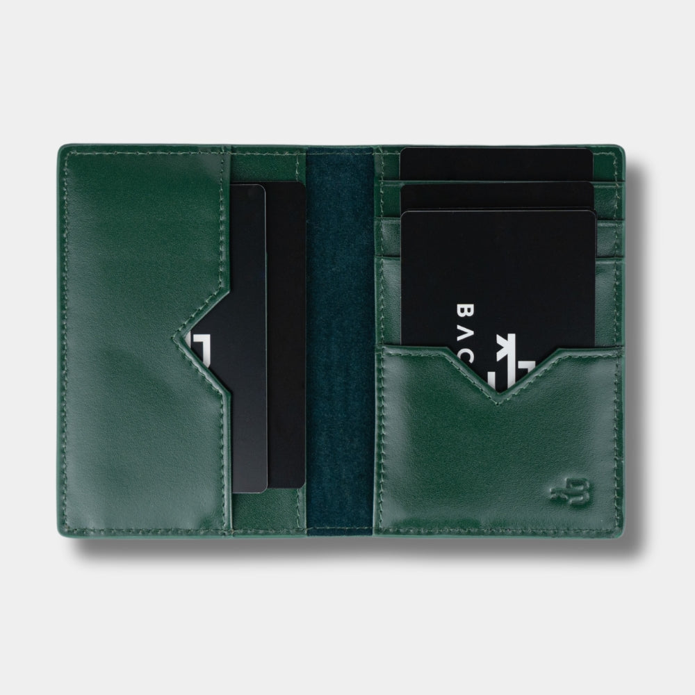 Backey Compact Cardholder Logo Racing Green with Cards